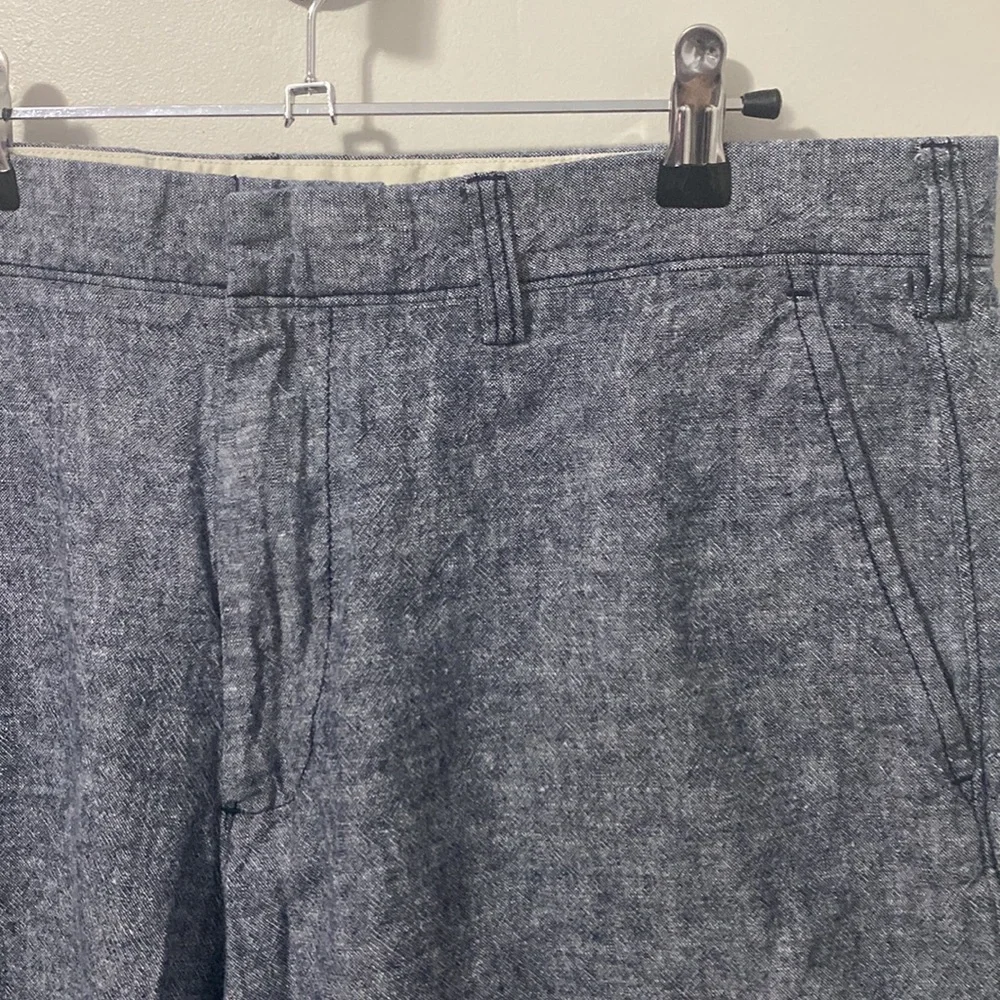 J. Crew Blue Flat Front Shorts Linen &‎ Cotton Blend